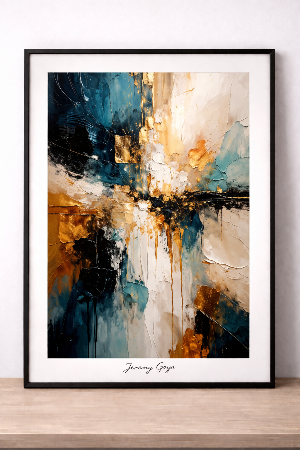 Abstract composition with gold accents