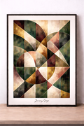 Abstract geometric artwork with metallic accents