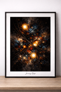 Cosmic orbs in abstract expressionism