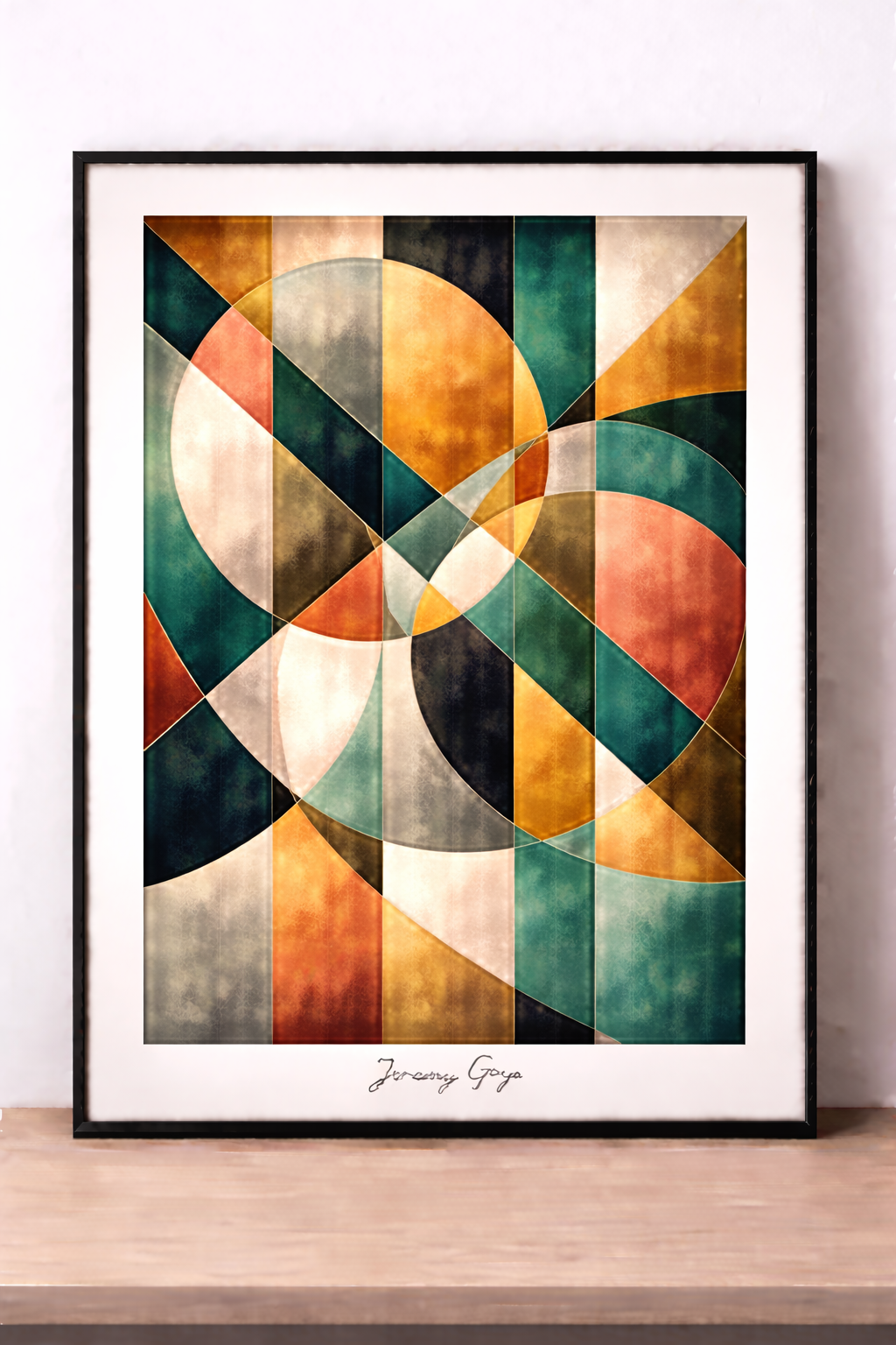 Geometric abstraction with gold accents 2
