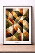 Geometric abstraction with golden accents