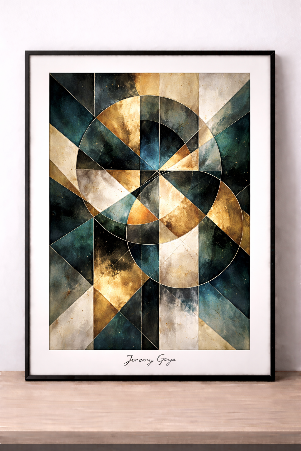 Geometric harmony with metallic accents