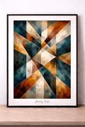Geometric shapes with gold accents